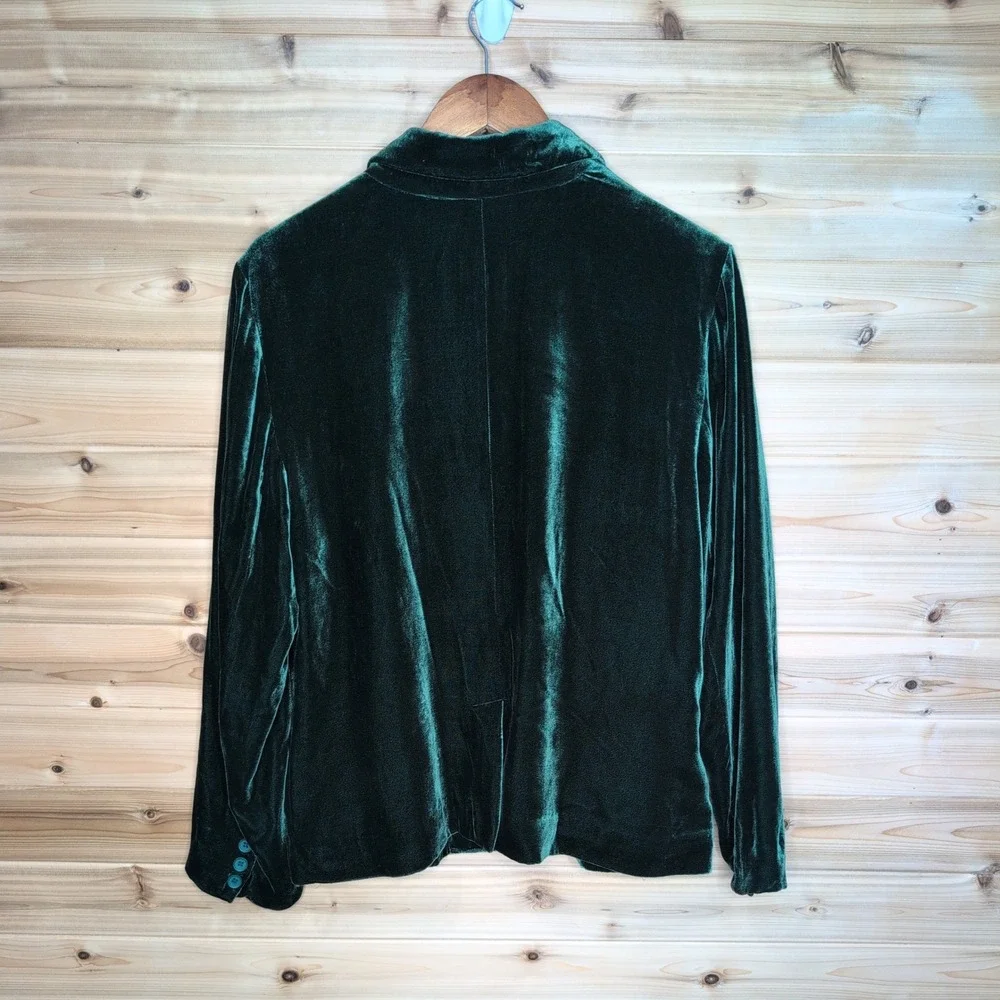 Sundance‎ Green Velvet Silk Blend Blazer Jacket Petite 14 P14 Forest Green